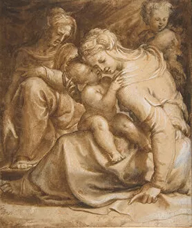 Brush And Brown Wash Collection: Virgin and Child with Saint Anne and John the Baptist, ca. 1550