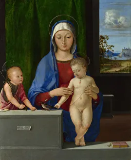 The Virgin and Child with Saint John, c. 1510. Artist: Antonio de Solario (active 1502-1518) The Virgin and Child with Saint John, c. 1510. Artist: Antonio de Solario (active 1502-1518)