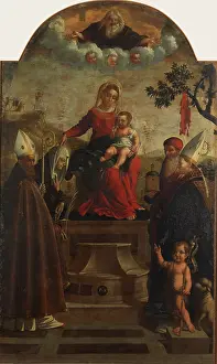 Tempera On Canvas Prints: Virgin and Child between Saints, 1540. Creator: Caroto, Giovan Francesco (c. 1480-1555)