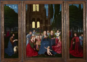 Saint Ines Prints: The Virgin and Child with Saints and Angels in a Garden