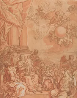 The Virgin and Child with Saints and Angels, and God the Father in the Sky