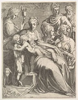 Davent Leon Prints: Virgin and Child with Saints, ca. 1550-56. Creator: Leon Davent