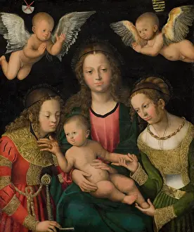 Fourteen Holy Helpers Prints: Virgin and Child with the Saints Catherine and Barbara