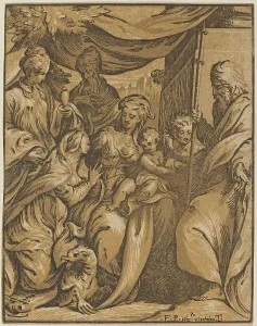Sitting On Knee Prints: The Virgin and Child with Saints. Creator: Giuseppe Nicola Rossigliani