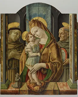 San Francesco Dassisi Prints: Virgin and Child with Saints and Donor, c1490. Creator: Carlo Crivelli