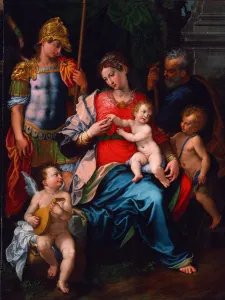 Virgin and Child with Saints John the Baptist, Michael the Archangel and Joseph, 1545. Artist: Sciolante da Sermoneta, Girolamo (1521-1575)