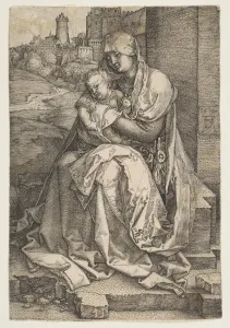 Peop Prints: Virgin and Child Seated by the Wall, 1514. Creator: Albrecht Durer