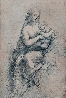 Sanzio Prints: The Virgin and Child, study for the Madonna di Foligno, c1511. (1903). Artist: Raphael