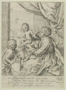 Guidop Reni Prints: The Virgin and Child at a table with the young John the Baptist