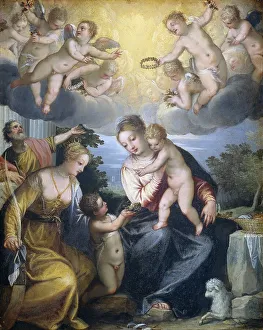 Johannes Rottenhammer I Prints: Virgin and Child with young John the Baptist and Saint Catherine