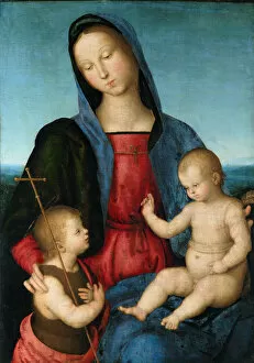 Tempera And Oil On Wood Collection: Virgin with the Christ Child blesses the Infant Saint John the Baptist (Diotalevi Madonna), ca 1503