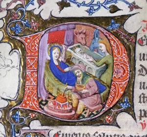 Manger Prints: The Virgin, With Christ Laid In The Manger, c1200? Creator: Unknown