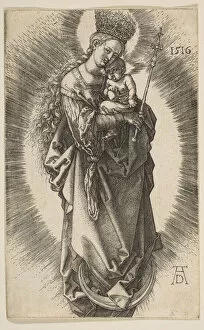 Sceptre Gallery: Virgin on the Crescent with Scepter and Starry Crown, 1516. Creator: Albrecht Durer