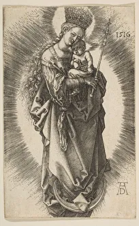 Queen Of Heaven Prints: Virgin on the Crescent with Scepter and Starry Crown, 1516. Creator: Albrecht Durer