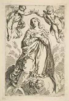 Simone Collection: The Virgin being crowned by two angels, copy after Cantarini, 17th century