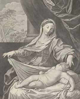 Images Dated 26th October 2020: The Virgin holding a cloth above the sleeping infant Christ, after Reni, 1700-1800