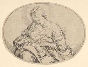 Guidop Reni Gallery: The Virgin holding the infant Christ, an oval composition, ca. 1600-1640
