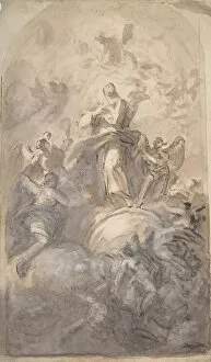 Brush And Brown Wash Collection: The Virgin Immaculate in Glory (recto); Sketch of a Part of a Leg and a Hand (verso)