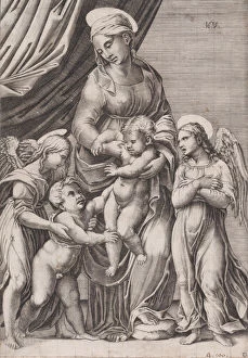 Holy Gallery: The Virgin, the Infant Christ, Infant Saint John, and Two Angels, dated 1516