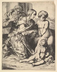 Virgin kneeling before Christ, 1610-42. Creator: Pierre Brebiette Virgin kneeling before Christ, 1610-42. Creator: Pierre Brebiette