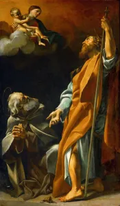Christian Monk Collection: Virgin Mary appears to Saints James and Anthony Abbas