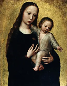 The Virgin Mary with the Child Jesus in a Shirt. Artist: Benson, Ambrosius (1495-1550) The Virgin Mary with the Child Jesus in a Shirt. Artist: Benson, Ambrosius (1495-1550)