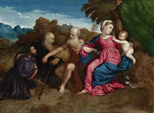 Paris 1500 1571 Prints: Virgin Mary and Child with Saints Jerome and Anthony Abbot and a Donor