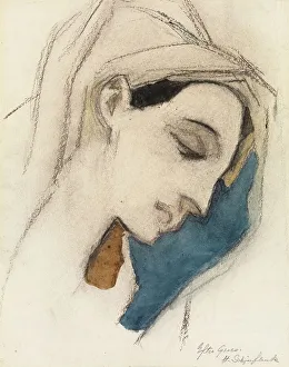 1942 Prints: Virgin Mary, after El Greco, 1942. Creator: Helene Schjerfbeck