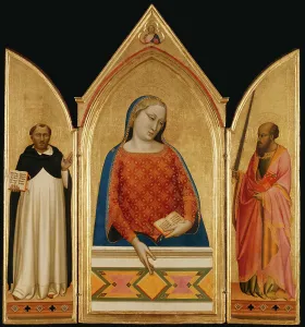 Dominican Prints: The Virgin Mary with Saints Thomas Aquinas and Paul, about 1335. Creator: Bernardo Daddi