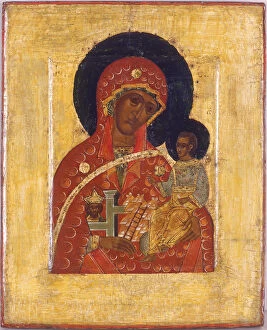 Novgorod School Gallery: The Virgin The Mountain torn out not by Hands, 16th century. Artist: Russian icon