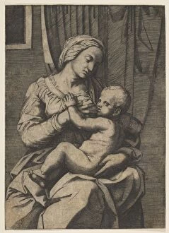 Marco Dente Da Ravenna Gallery: Virgin nursing the infant Christ on her lap, 1515-20. Creator: Marco Dente