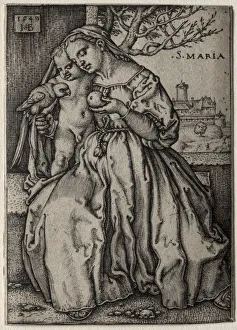 1500 1550 Prints: Virgin with the Parrot, 1549. Creator: Hans Sebald Beham (German, 1500-1550)
