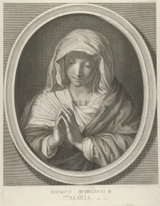 Ois De Prints: The Virgin in prayer looking down, in an oval frame, after Reni, 1640-93