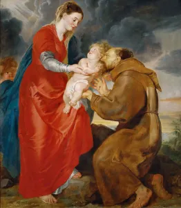 Dijon Prints: The Virgin Presents the Infant Jesus to Saint Francis, 1618. Creator: Rubens, Pieter Paul