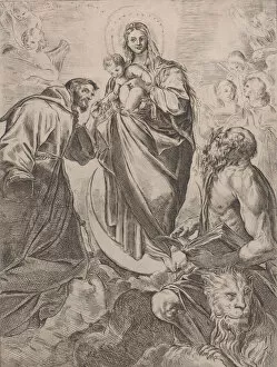 St Francis Collection: The Virgin with Saints Jerome and Francis, 1660-80. Creator: Girolamo Rossi