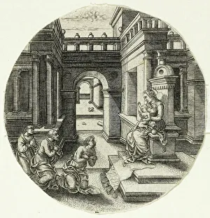 Gourmont Jean De Prints: The Virgin Seated on an Altar, 1520/40. Creator: Jean de Gourmont