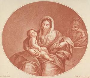 Images Dated 19th October 2020: The Virgin seated with the infant Christ sleeping in her lap, Saint Elizabeth at right