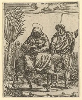 The Virgin of Sorrows: The Flight into Egypt; one of nine surrounding compartments