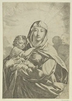 Reni Guido Prints: The Virgin standing facing front and holding the infant Christ
