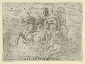 Mythological Creature Gallery: Virgo in Fide Fundata Sum, 16th century. 16th century. Creator: Anon