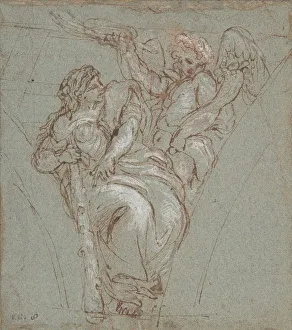 Maratti Carlo Prints: Virtue Crowned by Honor, 1670-76. Creator: Carlo Maratti