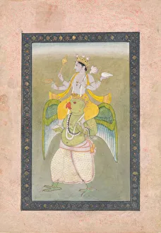 Mandi Prints: Vishnu on Garuda, ca. 1810-20. Creator: Sajnu