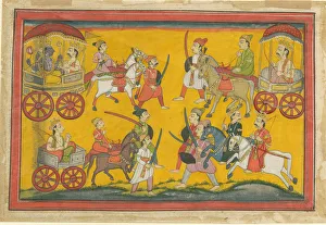 Mahabharata Prints: Vishnu Procession, c. 1755. Artist: Indian Art