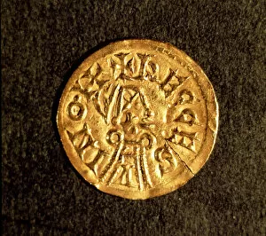 Images Dated 22nd May 2013: Visigothic gold coin from the period of political unification of the Iberian Peninsula