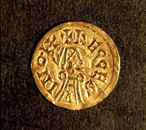 Images Dated 22nd May 2013: Visigothic gold coin from the period of political unification of the Iberian Peninsula