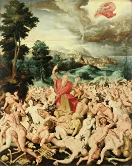 Ezekiel Prints: The Vision of the Prophet Ezekiel, 1565. Creator: Fendt, Tobias (1520/30-1576)