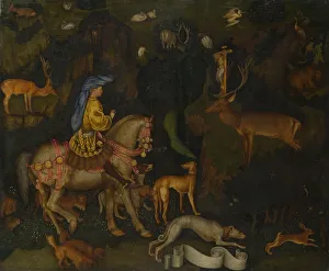 The Vision of Saint Eustace, c. 1440. Artist: Pisanello, Antonio (1395-1455) The Vision of Saint Eustace, c. 1440. Artist: Pisanello, Antonio (1395-1455)