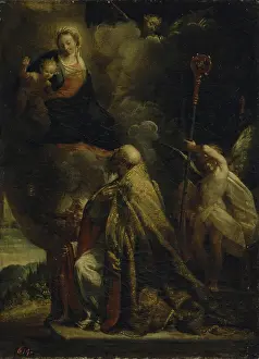 Crouching Prints: Vision of St Gregory (?), mid 17th century. Creator: Melchiorre Gherardini