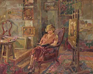 Gustav Prints: Visit in an Atelier, around 1923. Creator: Gustav Mally