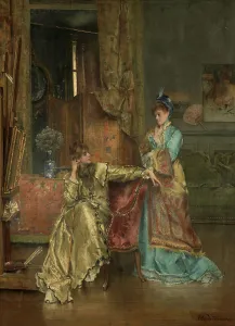 Clark Art Institute Prints: The Visit, c1870. Creator: Alfred Stevens